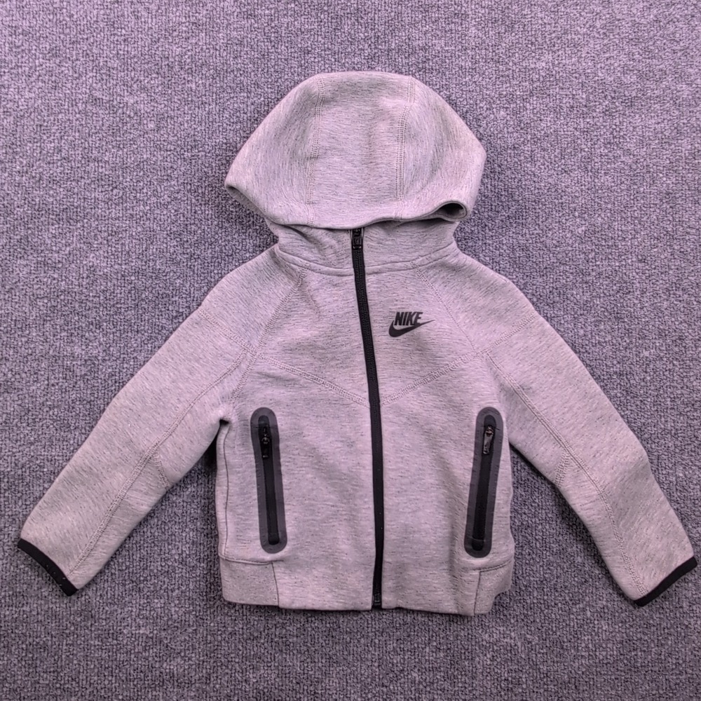 Nike Tech Fleece Full Zip Hoodie Toddler 2T Grey Heather Bonded Pocket Jacket
